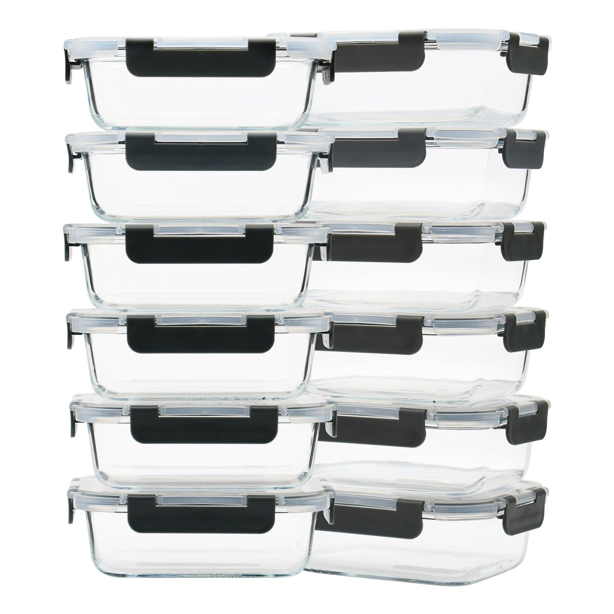 GULFLIN 12-pack glass meal prep containers for durable, batch-friendly storage.
