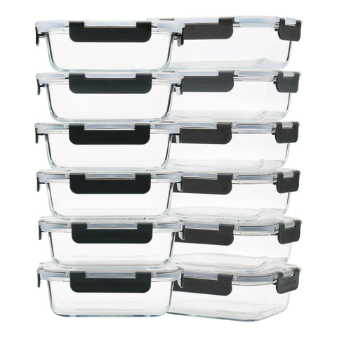 GULFLIN 12-pack glass meal prep containers for durable, batch-friendly storage.