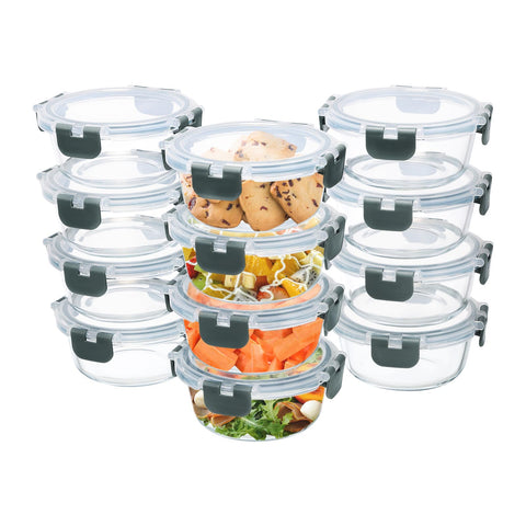 GULFLIN 12-pack small glass containers with lids for organized meal prep.