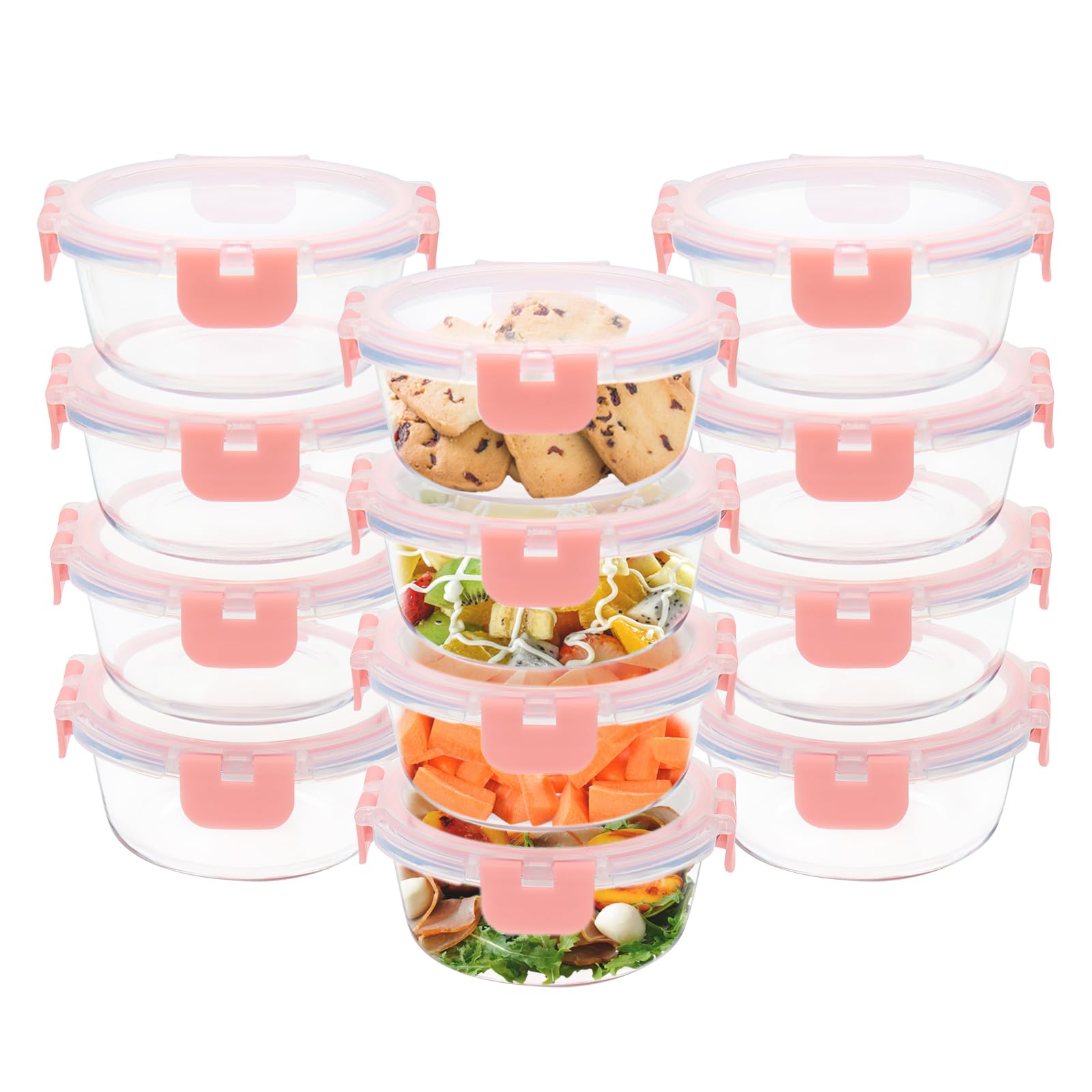 GULFLIN 12-pack glass containers with airtight lids for fresh meal prep.