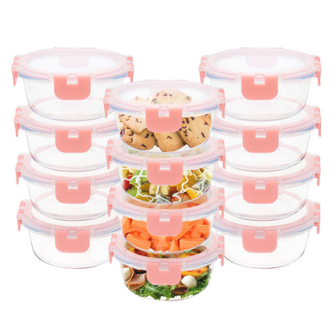 GULFLIN 12-pack glass containers with airtight lids for fresh meal prep.