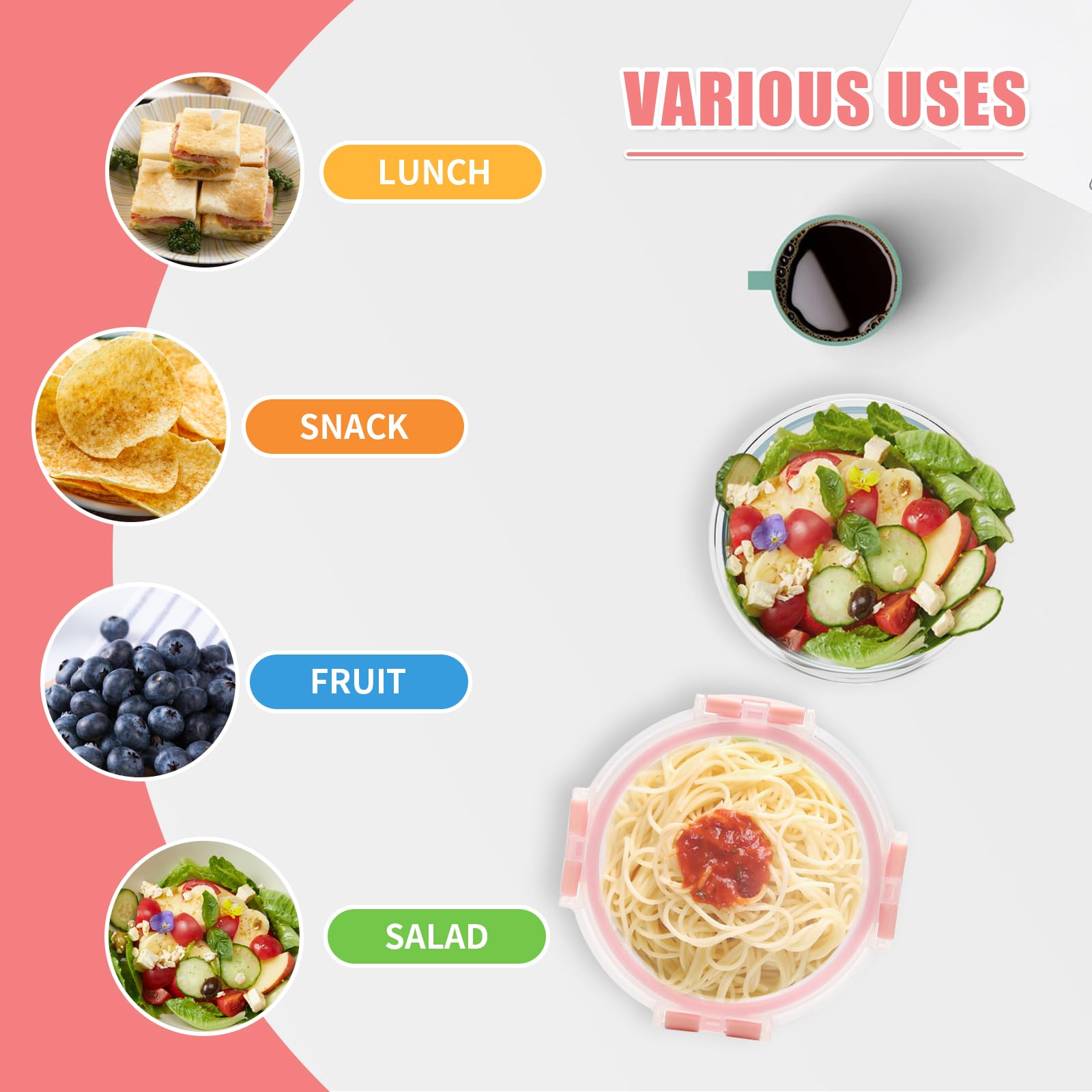 GULFLIN dishwasher-safe glass containers for simple cleaning and reuse.