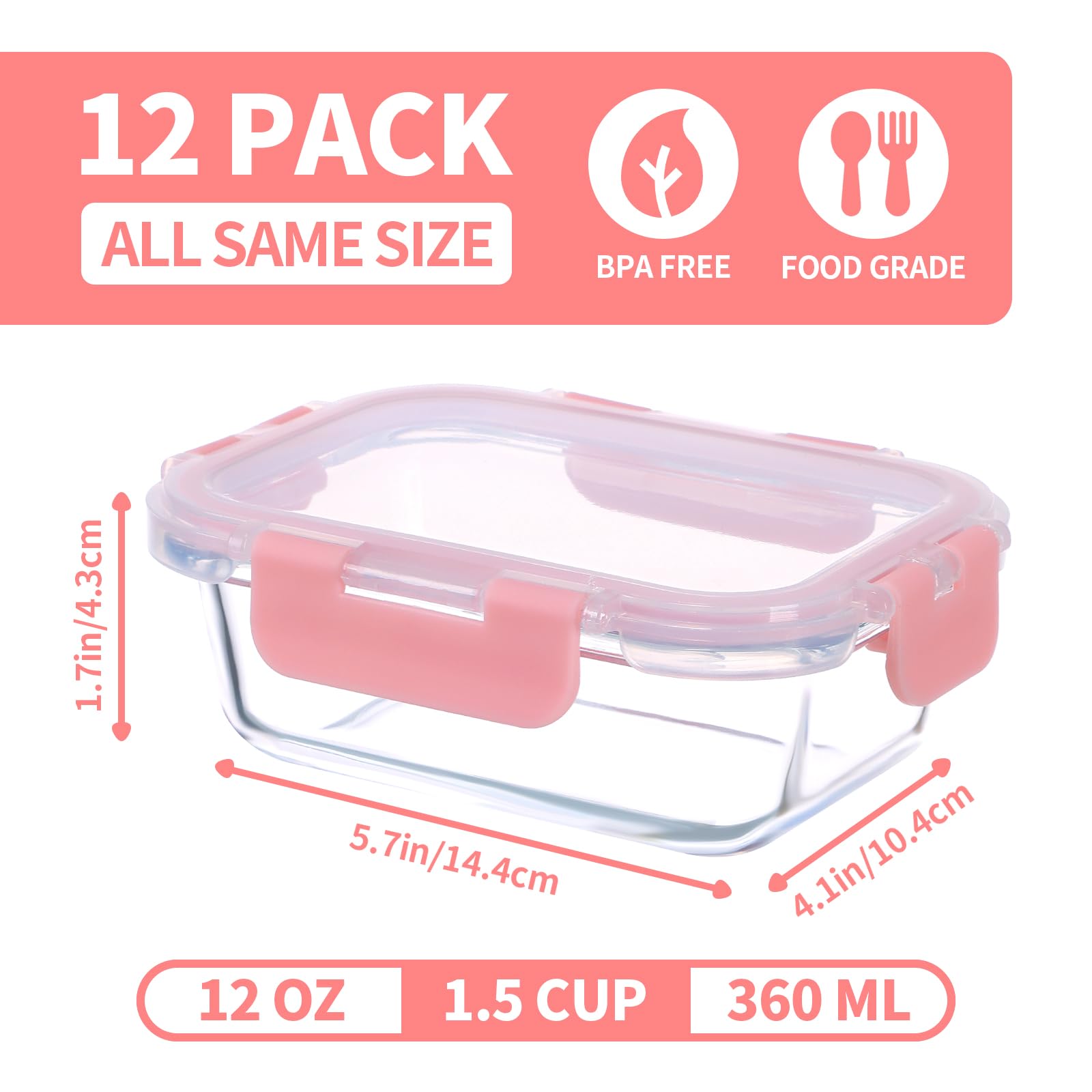 Close-up of locking lids on GULFLIN glass containers for airtight freshness.