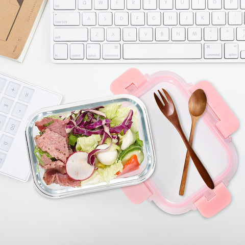 Pink set of GULFLIN glass storage containers for bright kitchen organization.