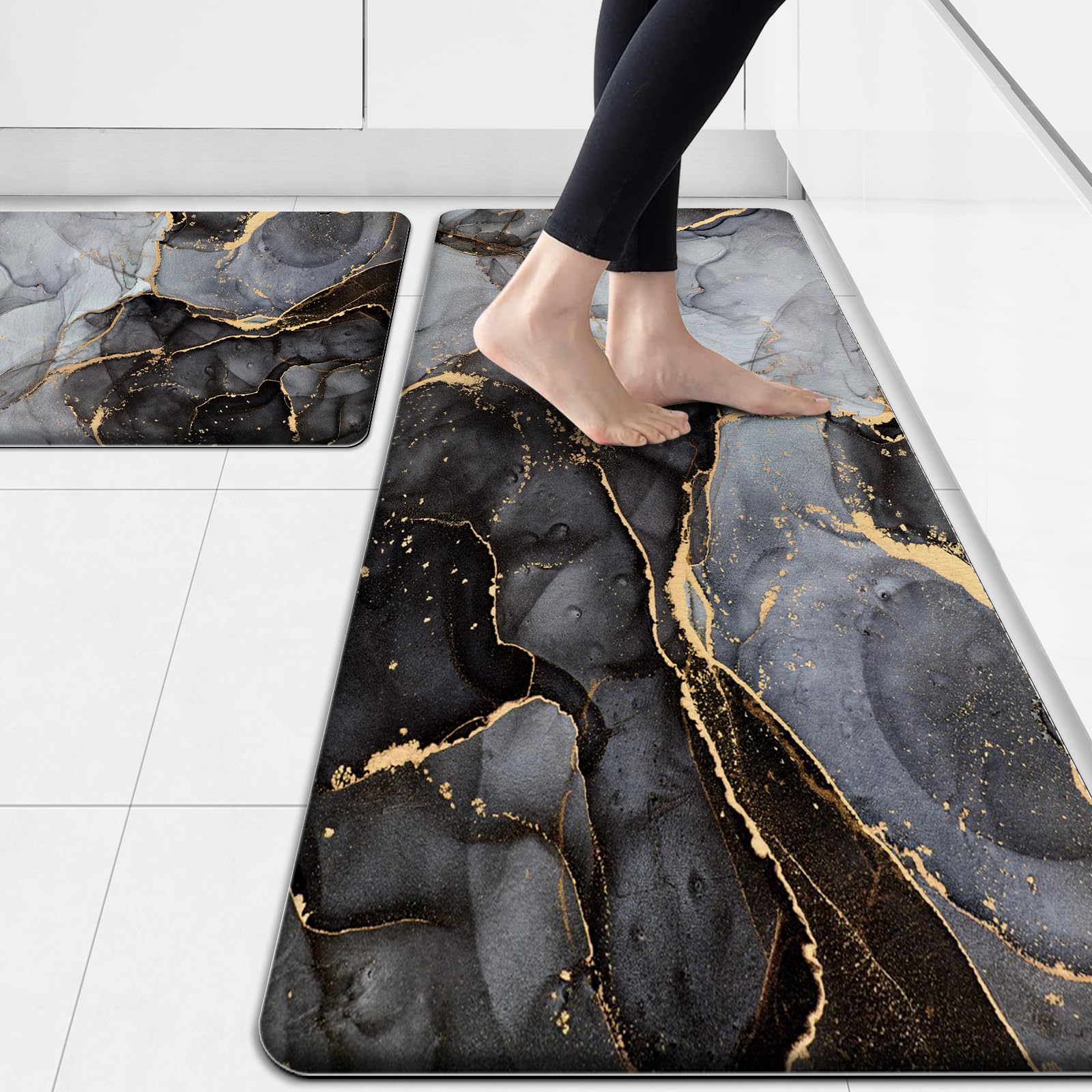 GulongYa anti-fatigue kitchen mat 2-piece set delivers cushioned comfort during long prep.