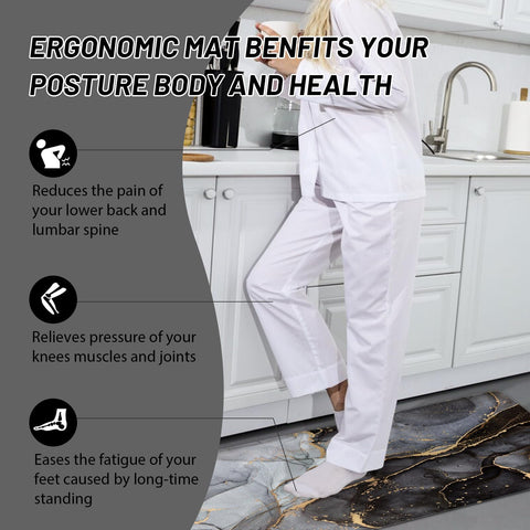 GulongYa kitchen mat with textured backing stays securely in place.