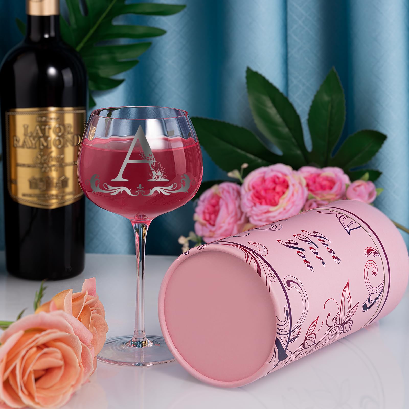 Gumry gift box Just For You enhances presentation of this monogram glass