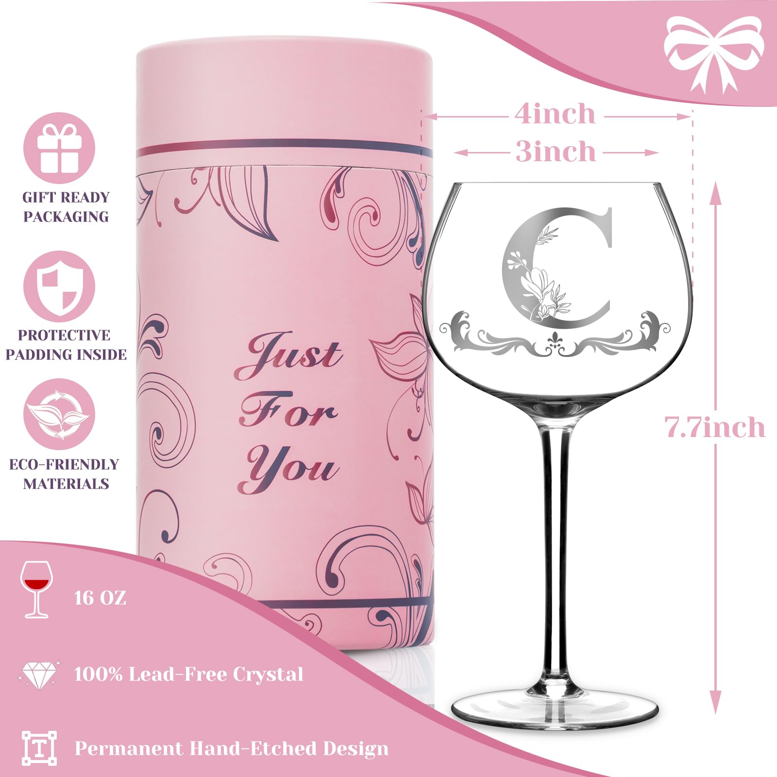 Gumry monogram glass suited for mom, wife, sister, or friend