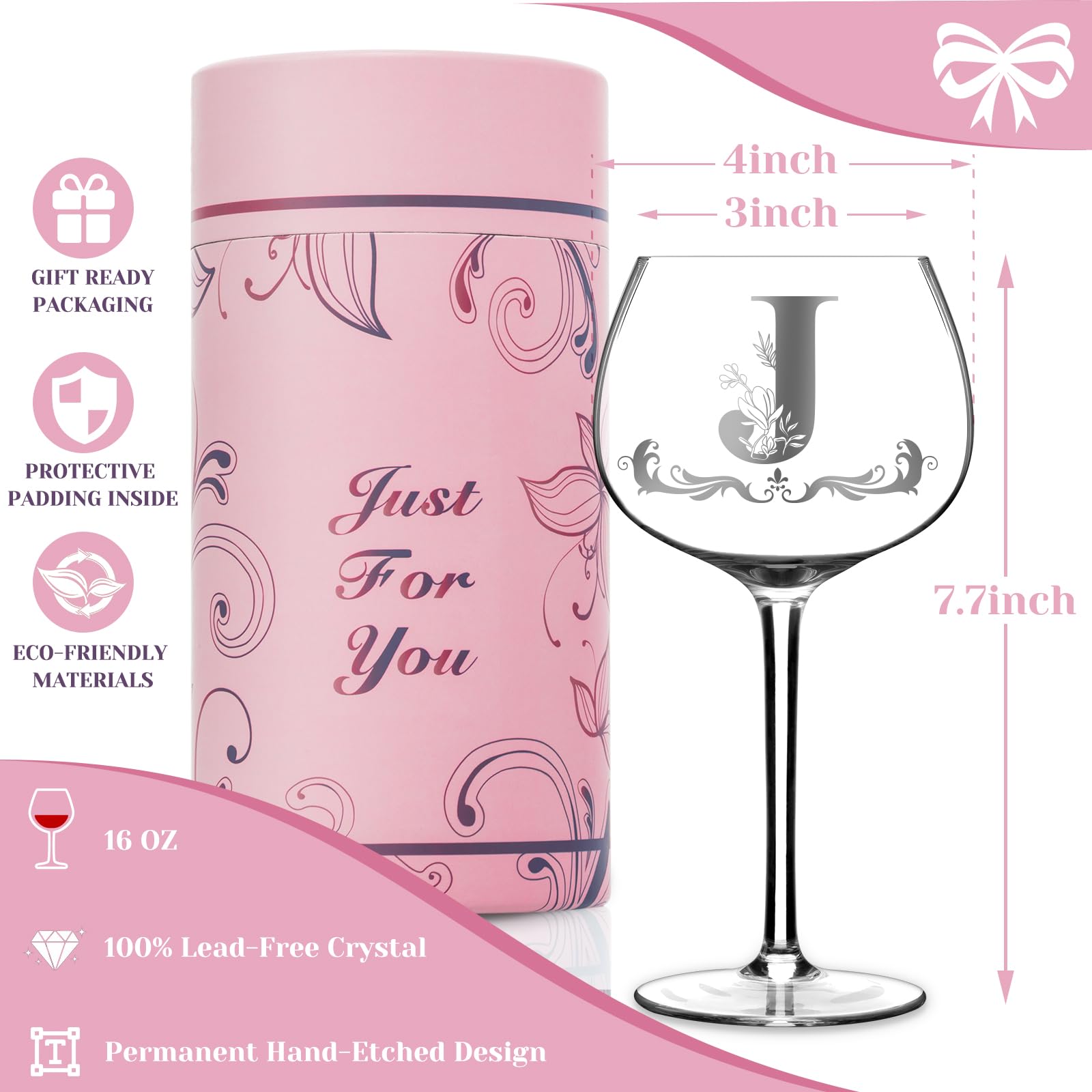 Gumry wine glass with durable printing that won't fade.