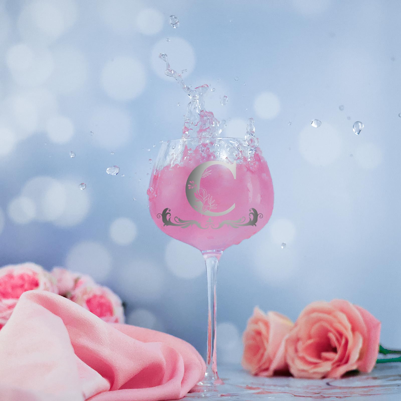 Gumry wine glass with embossed initial for everyday use
