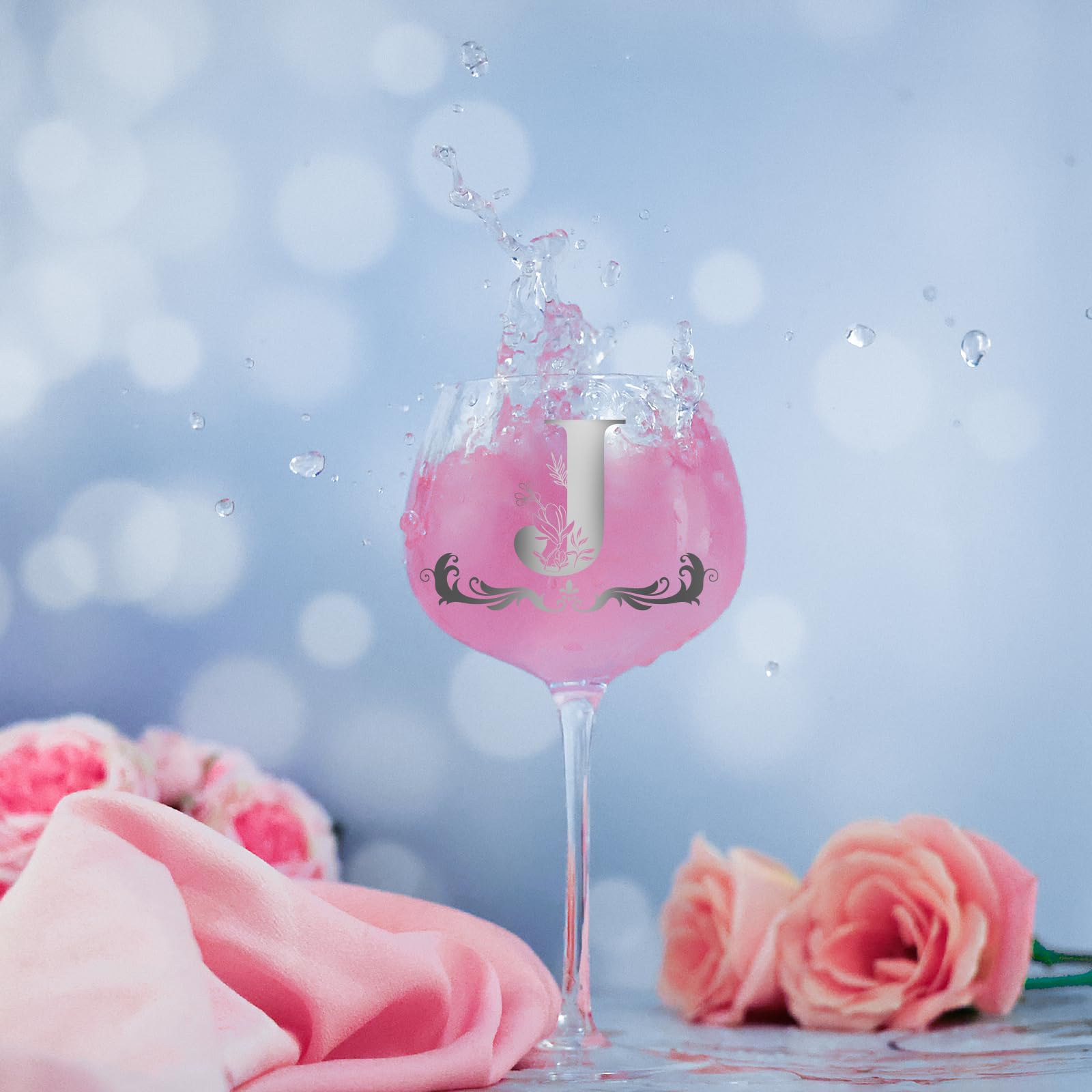 Gumry monogram wine glass perfect for sparkling cider and celebrations.