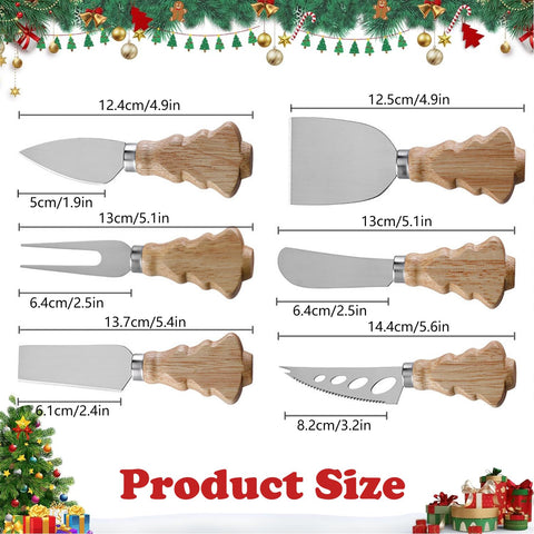 Guojanfon cheese fork with holiday-themed wooden handle for charcuterie boards.