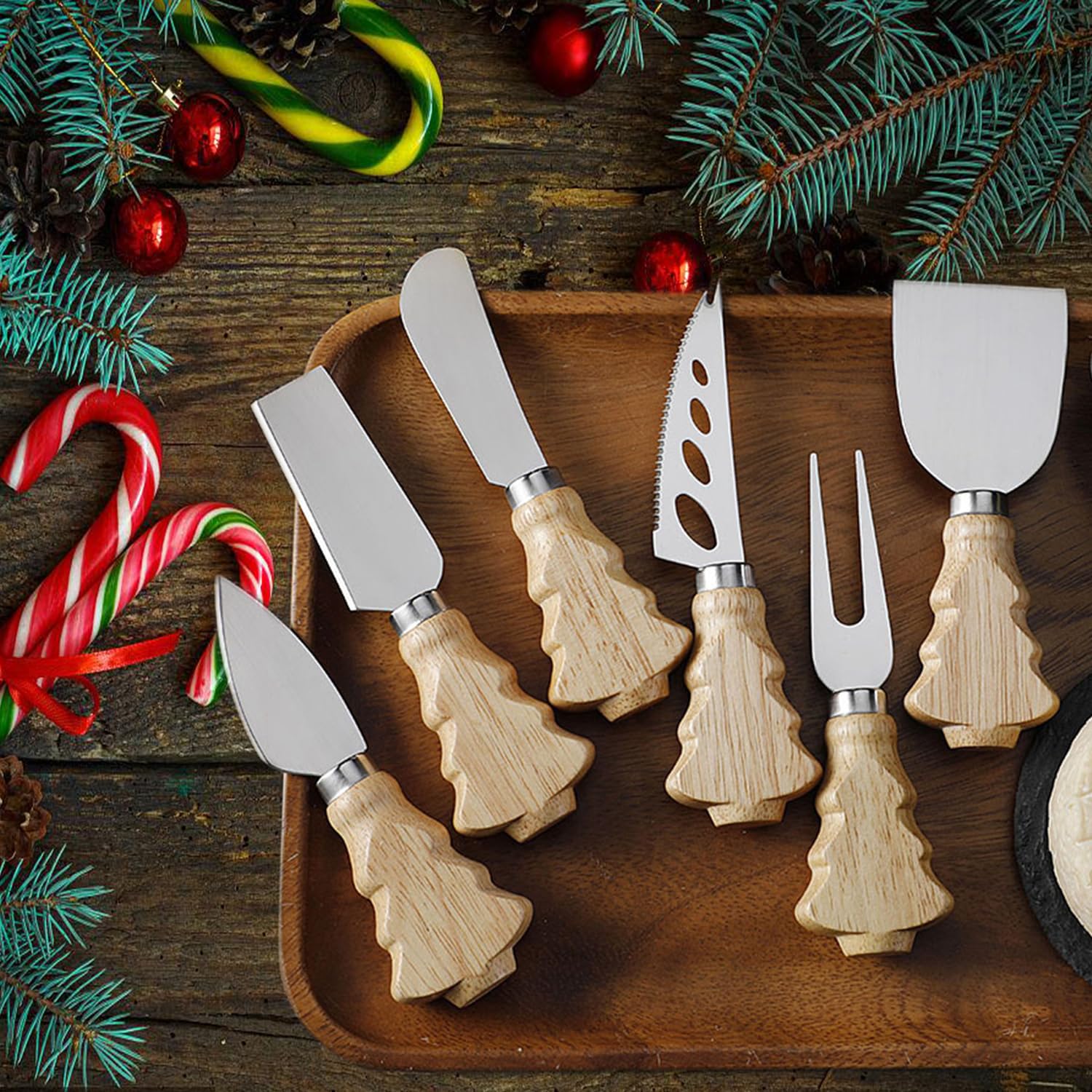 Guojanfon Christmas-tree design on handles adds holiday charm.
