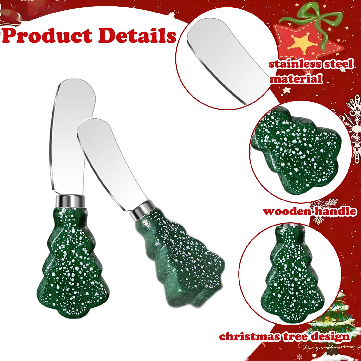 Guojanfon Christmas tree design handles add festive charm to the table.