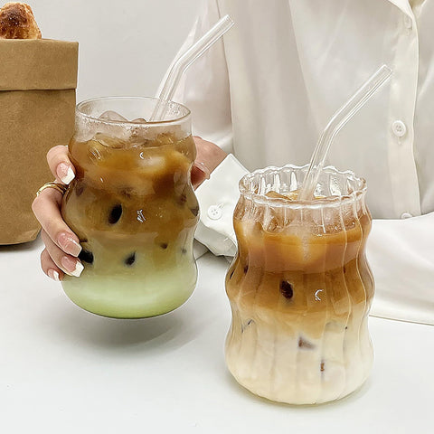 GUOJOZO ripple glass cup with vertical stripes for stylish serving
