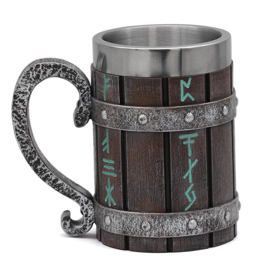 GuoShuang Norse decor stainless steel Viking mug, sturdy and stylish for everyday use.