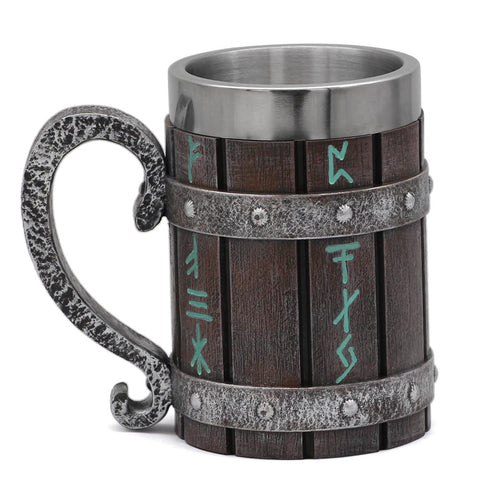 GuoShuang Norse decor stainless steel Viking mug, sturdy and stylish for everyday use.