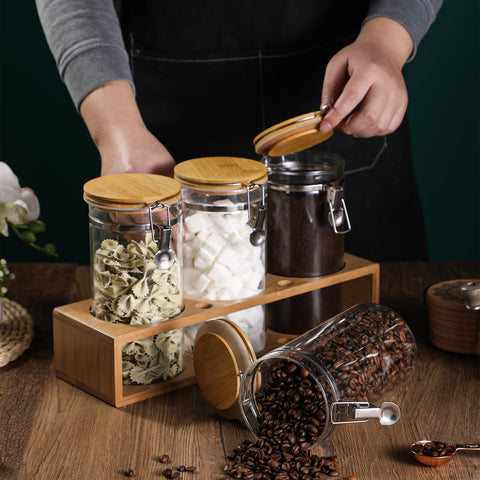 GURUDAR 49oz glass jar set for coffee, sugar, or tea