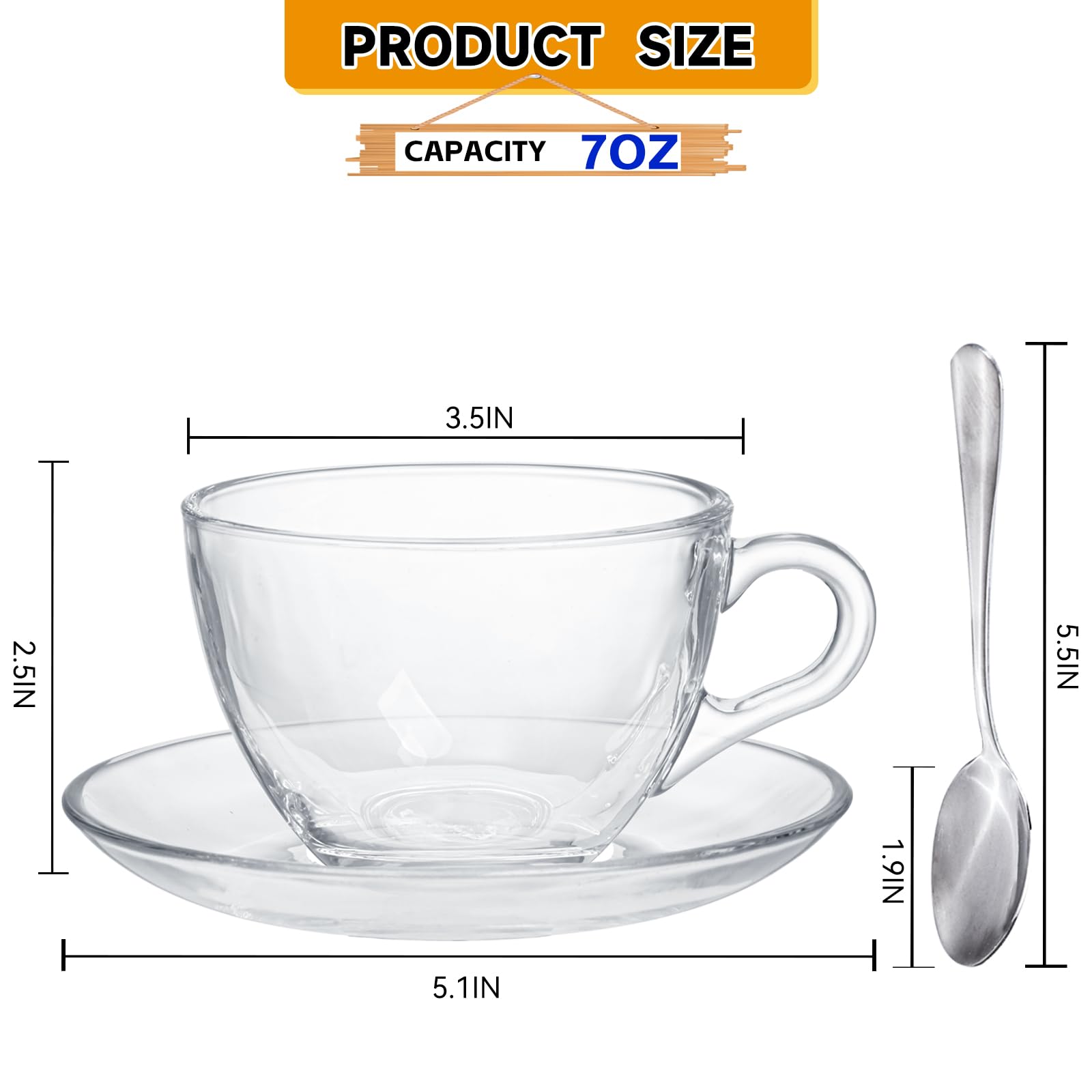 GURUDAR 7oz clear glass teacup ideal for tea or coffee.