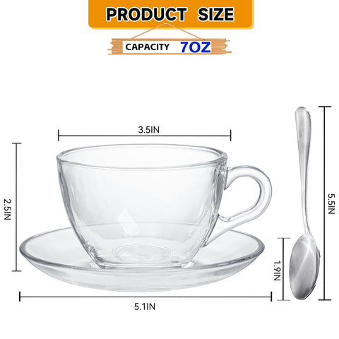 GURUDAR 7oz clear glass teacup ideal for tea or coffee.