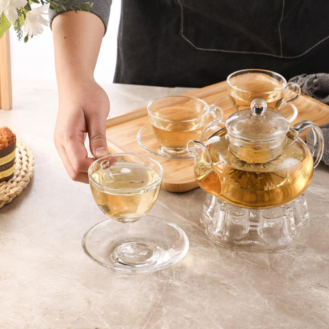 GURUDAR clear teacup set microwave-safe for quick reheats.