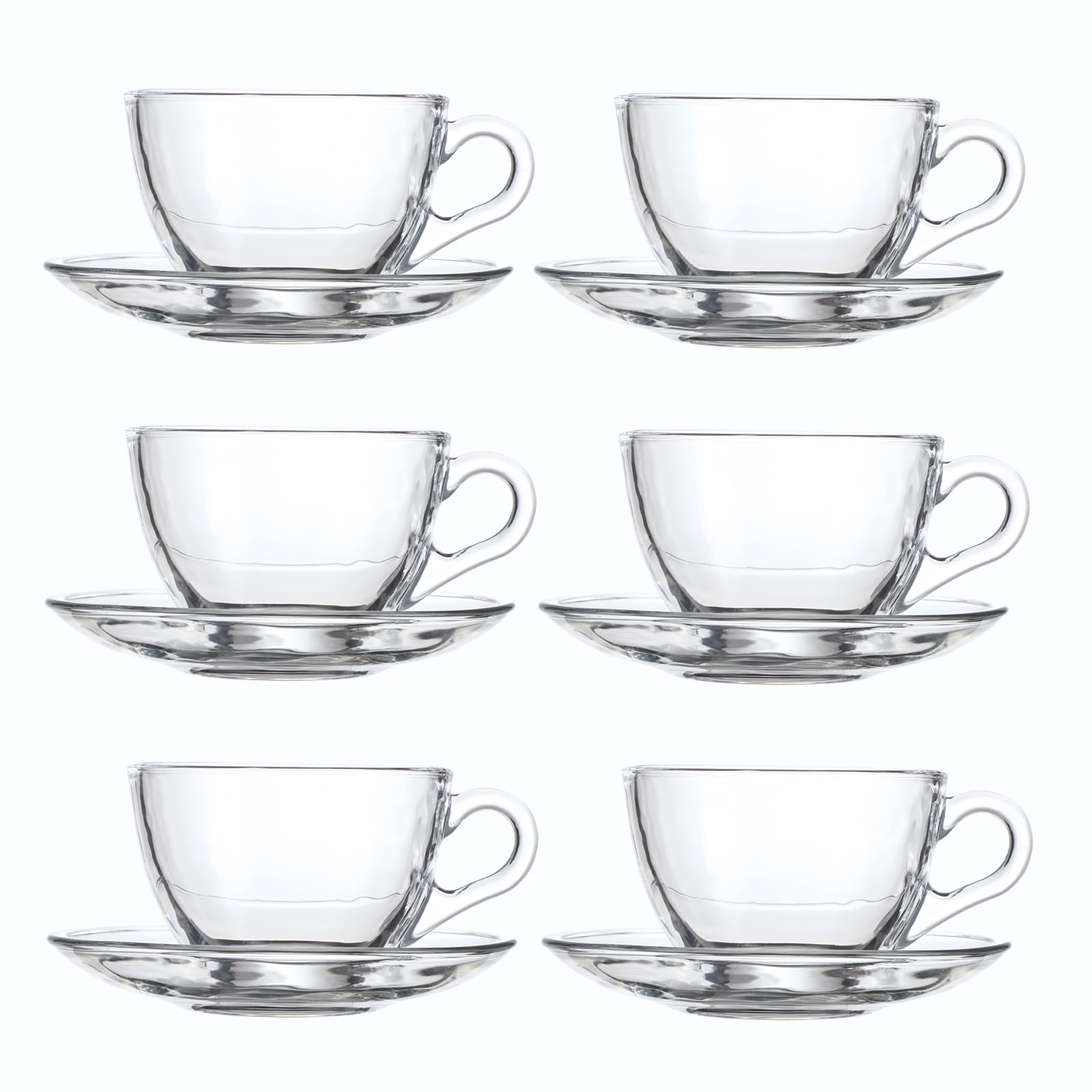 GURUDAR glass teacup and saucer set with 7oz capacity for aromatic tea.