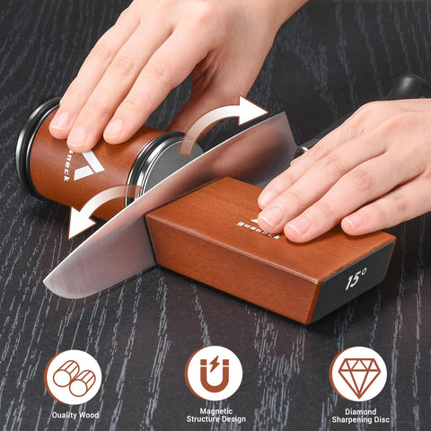 Gusneck sharpener set to 20-degree angle for everyday knives