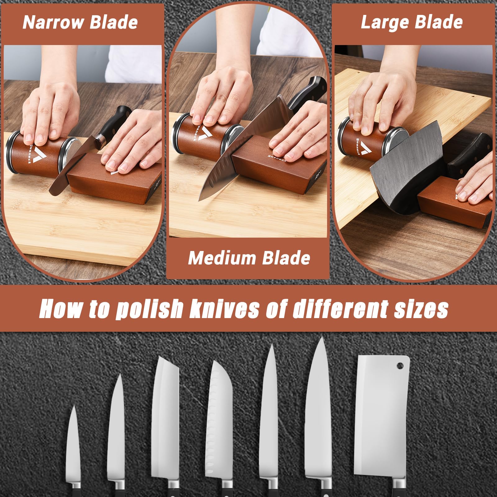 Gusneck knife sharpener in use showing quick edge refresh