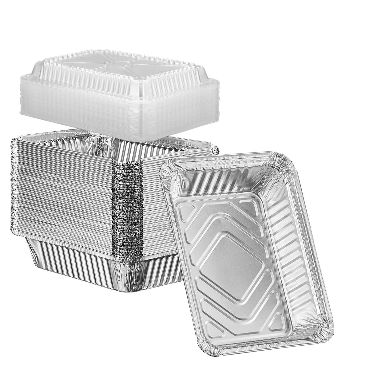 GUSTO 2lb foil pan with lid, 8x5 size, ideal for baking and easy transport.