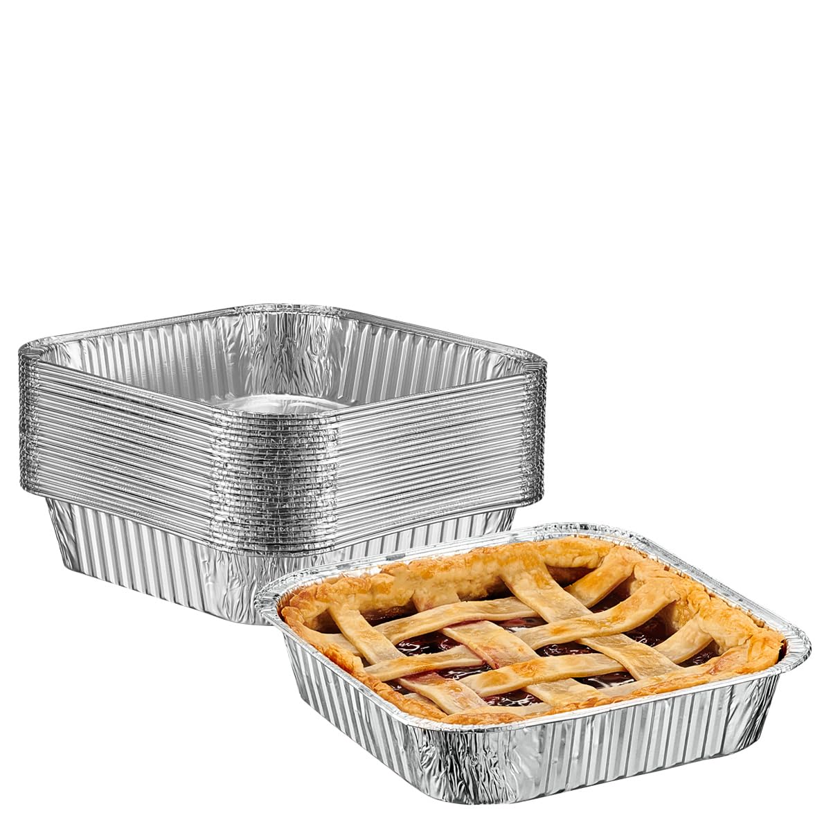 GUSTO 8-inch square foil pan for even-bake casseroles.