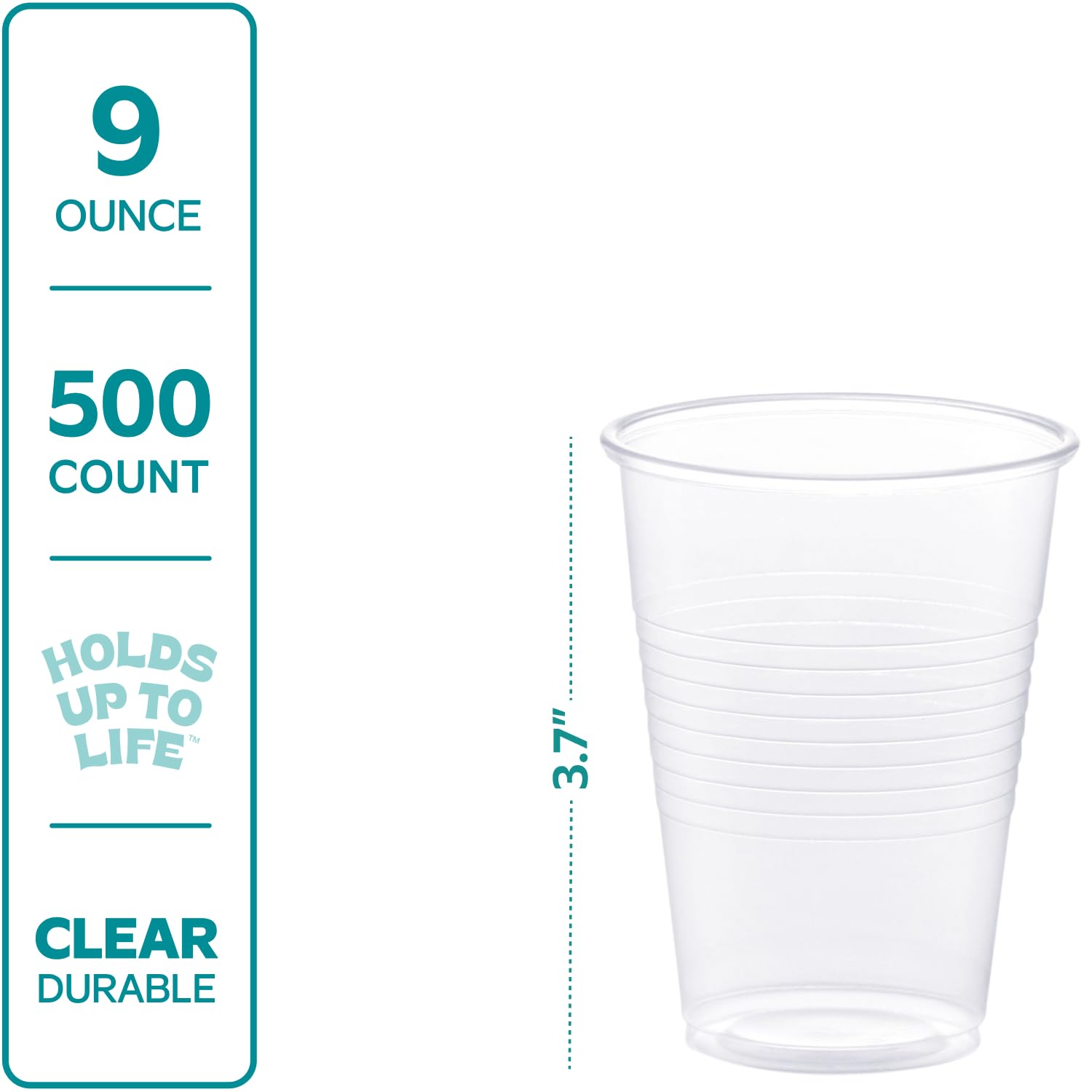 GUSTO clear cups side profile highlighting sturdy construction for daily use