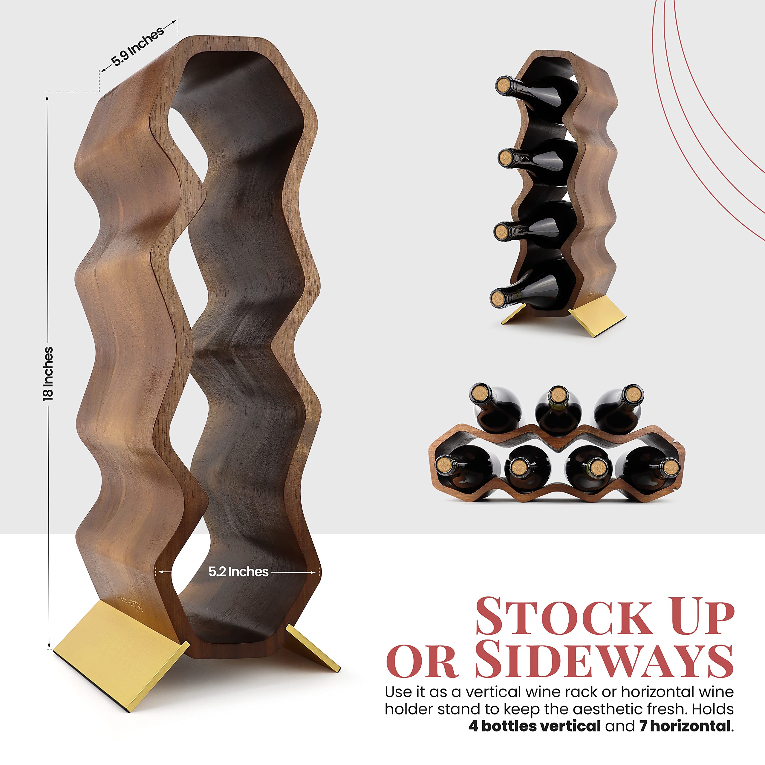 Gusto Nostro acacia wine rack with durable wood finish.