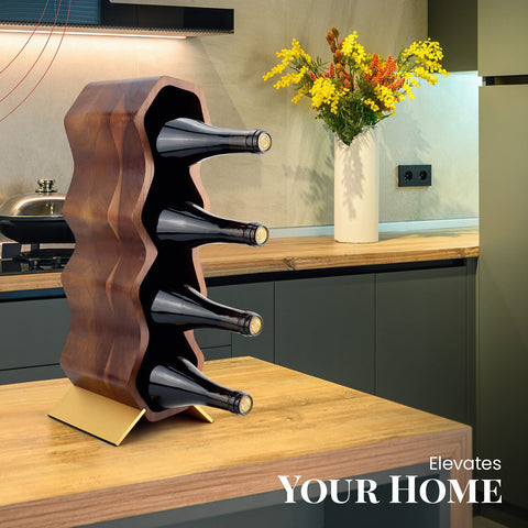 Gusto Nostro countertop wine rack complements kitchen décor.