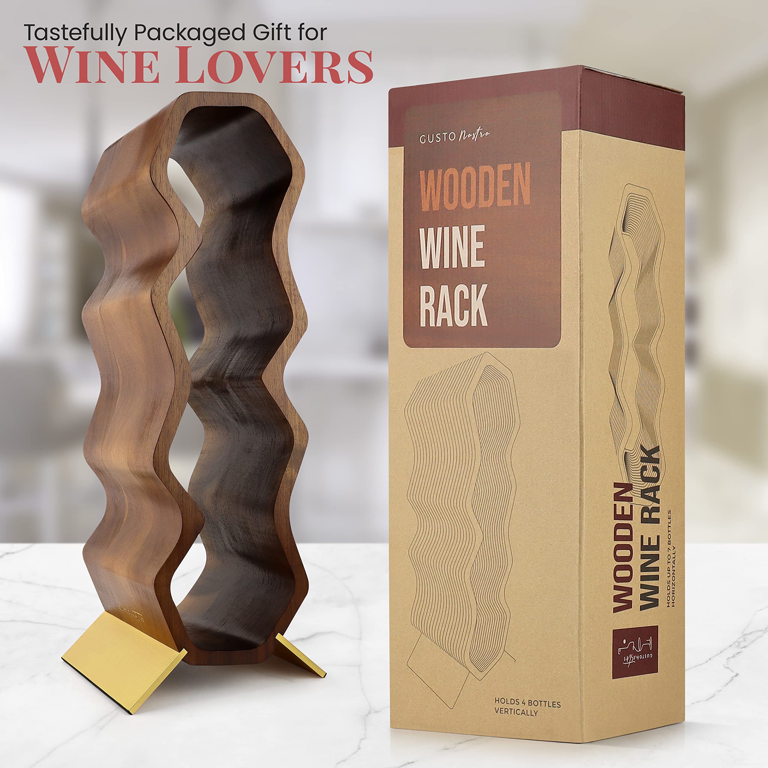 Gusto Nostro elegant wood wine display for wine lovers.
