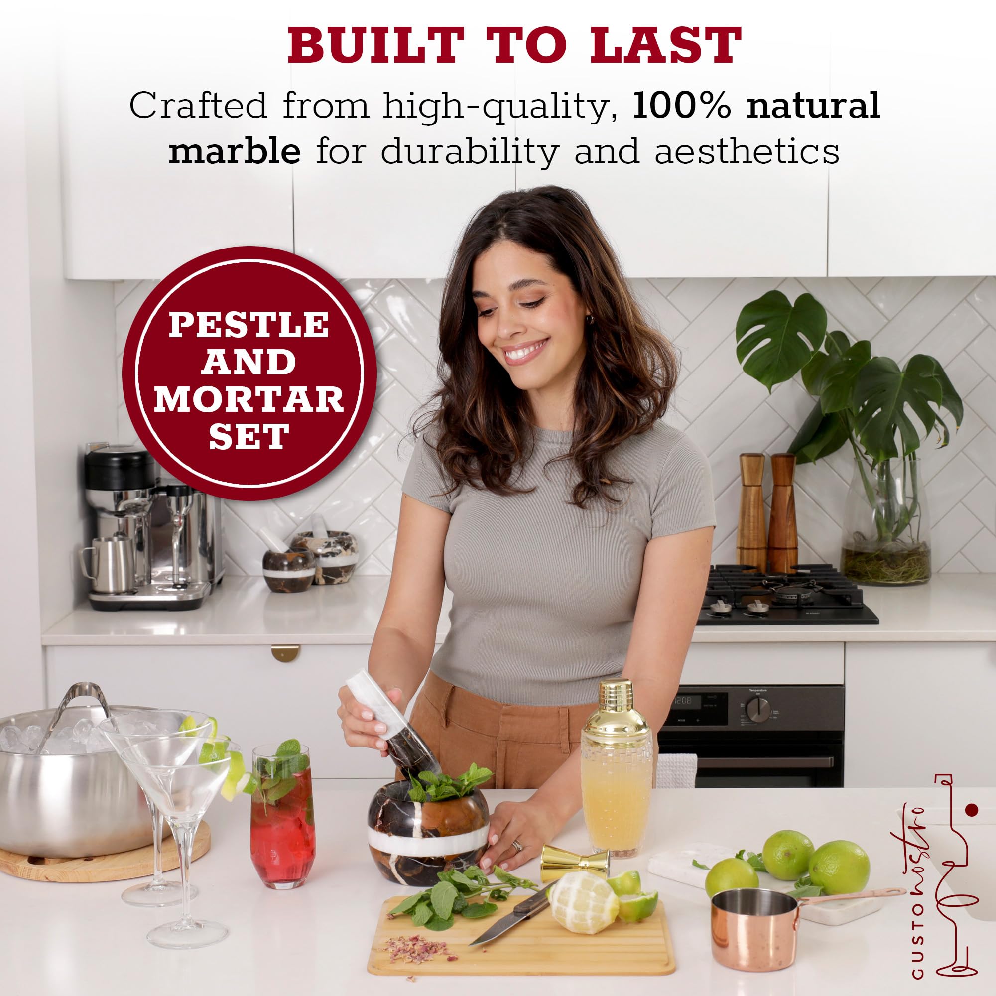 Gusto Nostro extra-large 3.5-cup mortar and pestle for large batches.