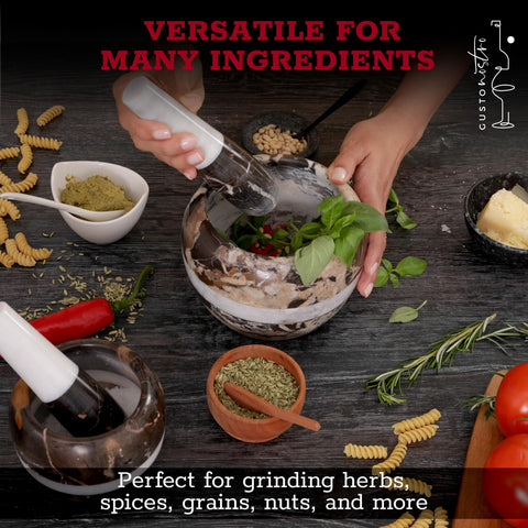 Gusto Nostro guacamole and pesto-ready mortar and pestle for bold flavors.