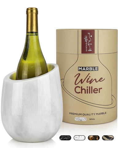 Gusto Nostro marble wine chiller bucket keeps 750ml bottles cool for hours.