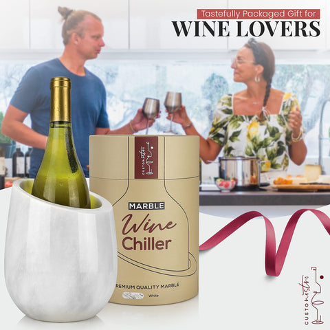 Gusto Nostro marble wine chiller ready for champagne or wine presentation.