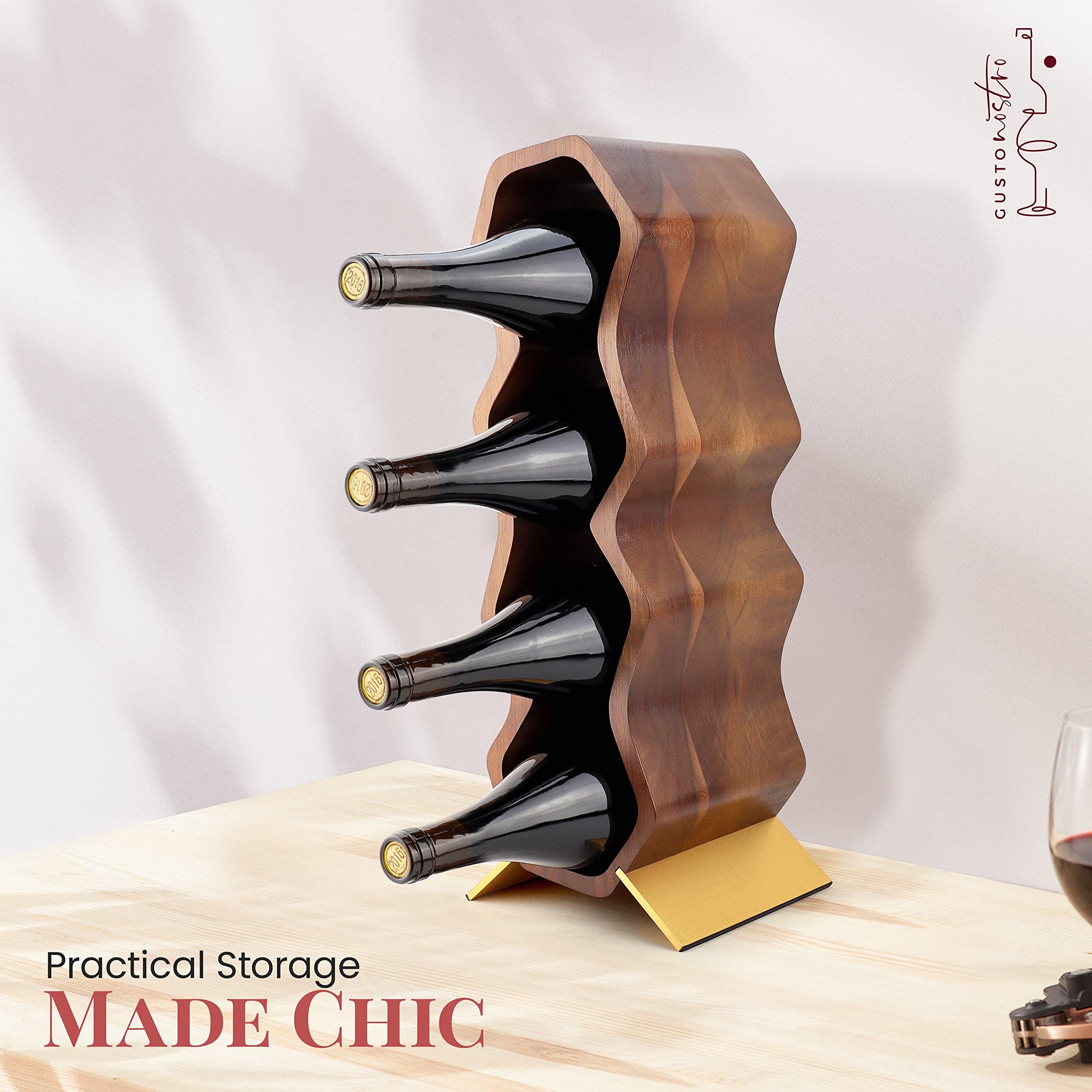 Gusto Nostro rack features non-slip pads for stability.