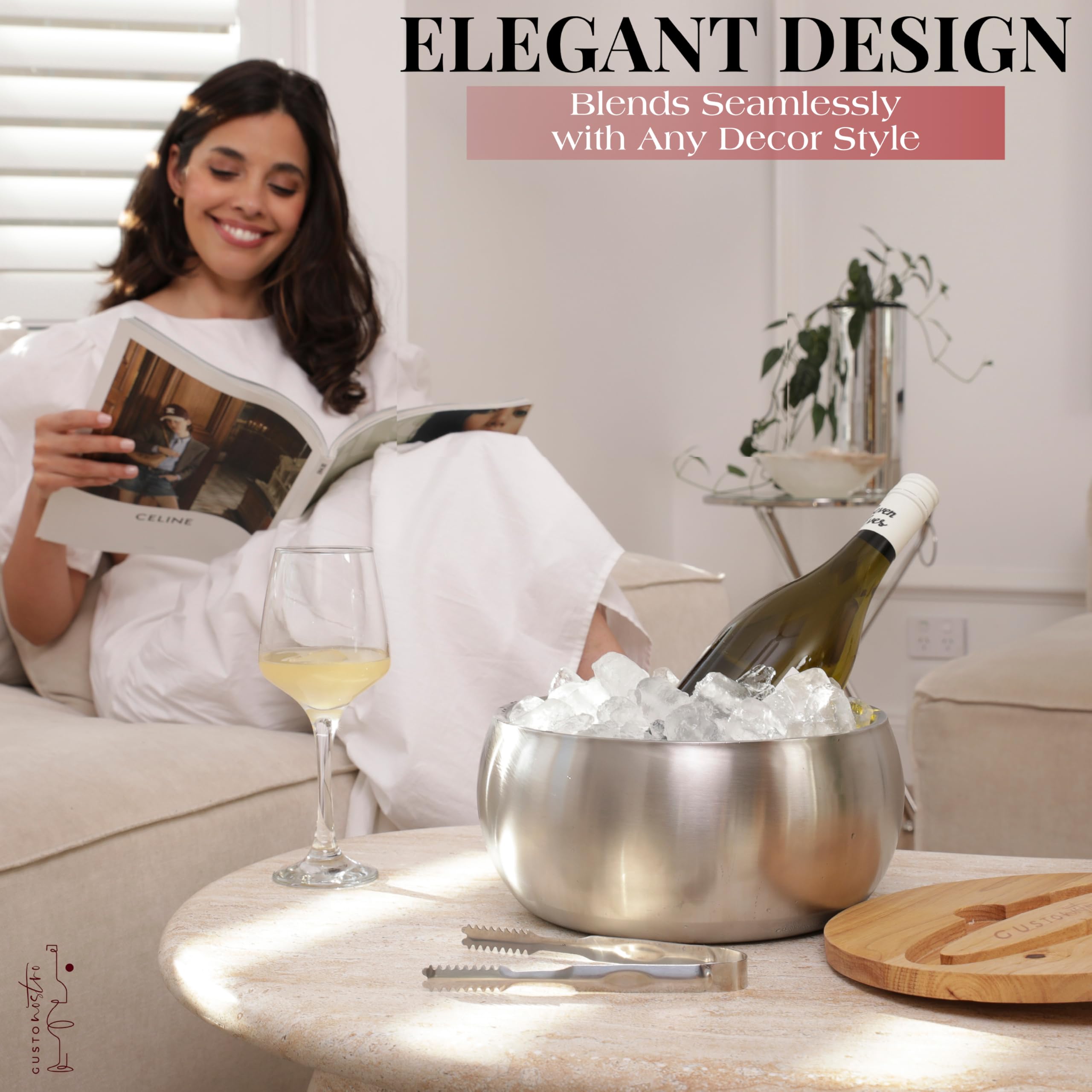 Gusto Nostro stainless steel ice bucket combines durability with sleek style
