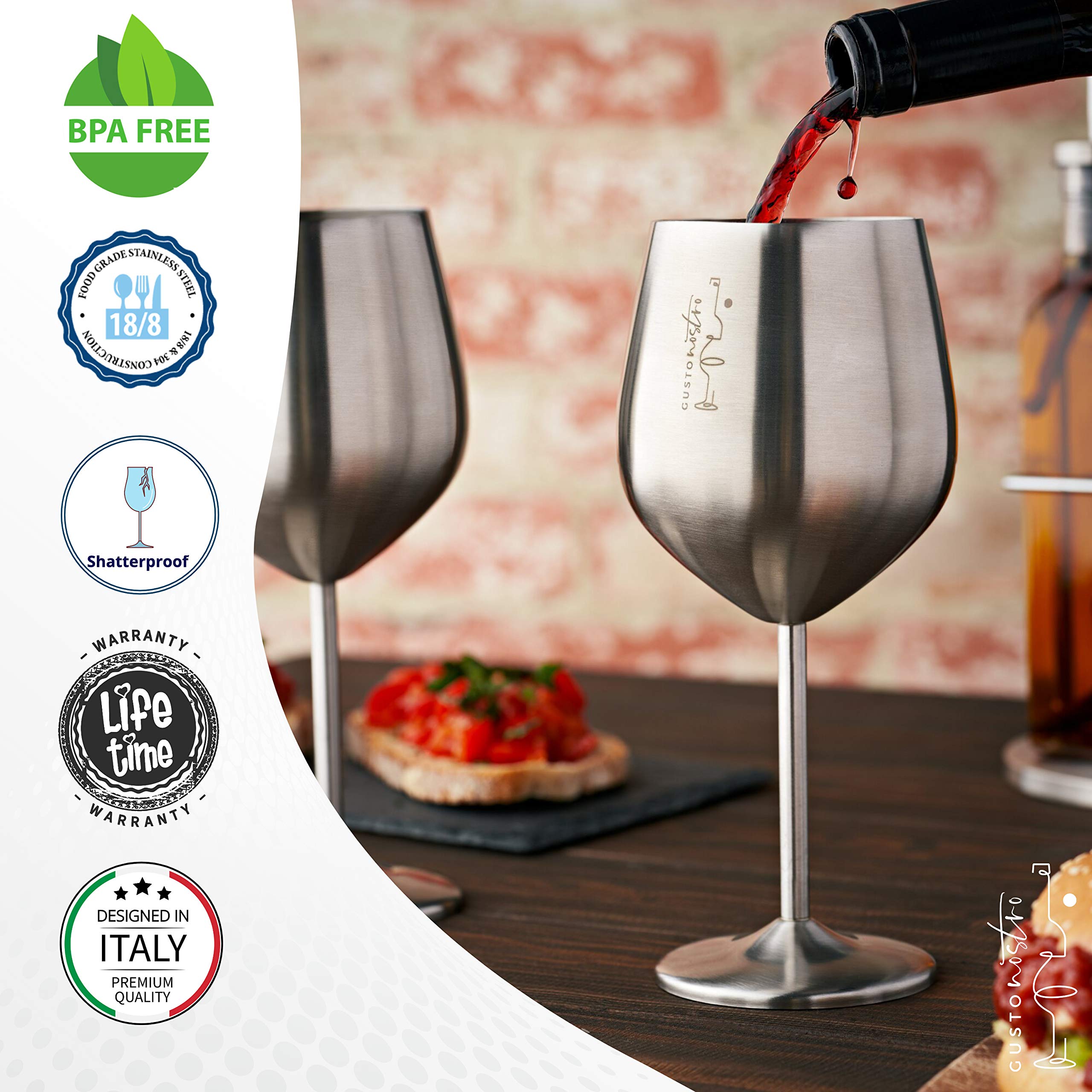 Gusto Nostro unbreakable wine glass by poolside keeps drinks safe around water.