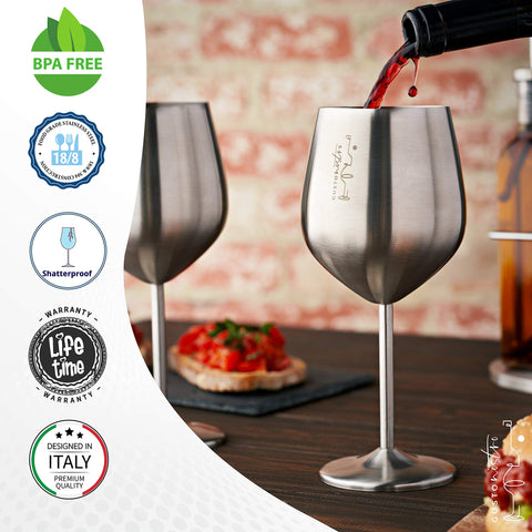 Gusto Nostro unbreakable wine glass by poolside keeps drinks safe around water.