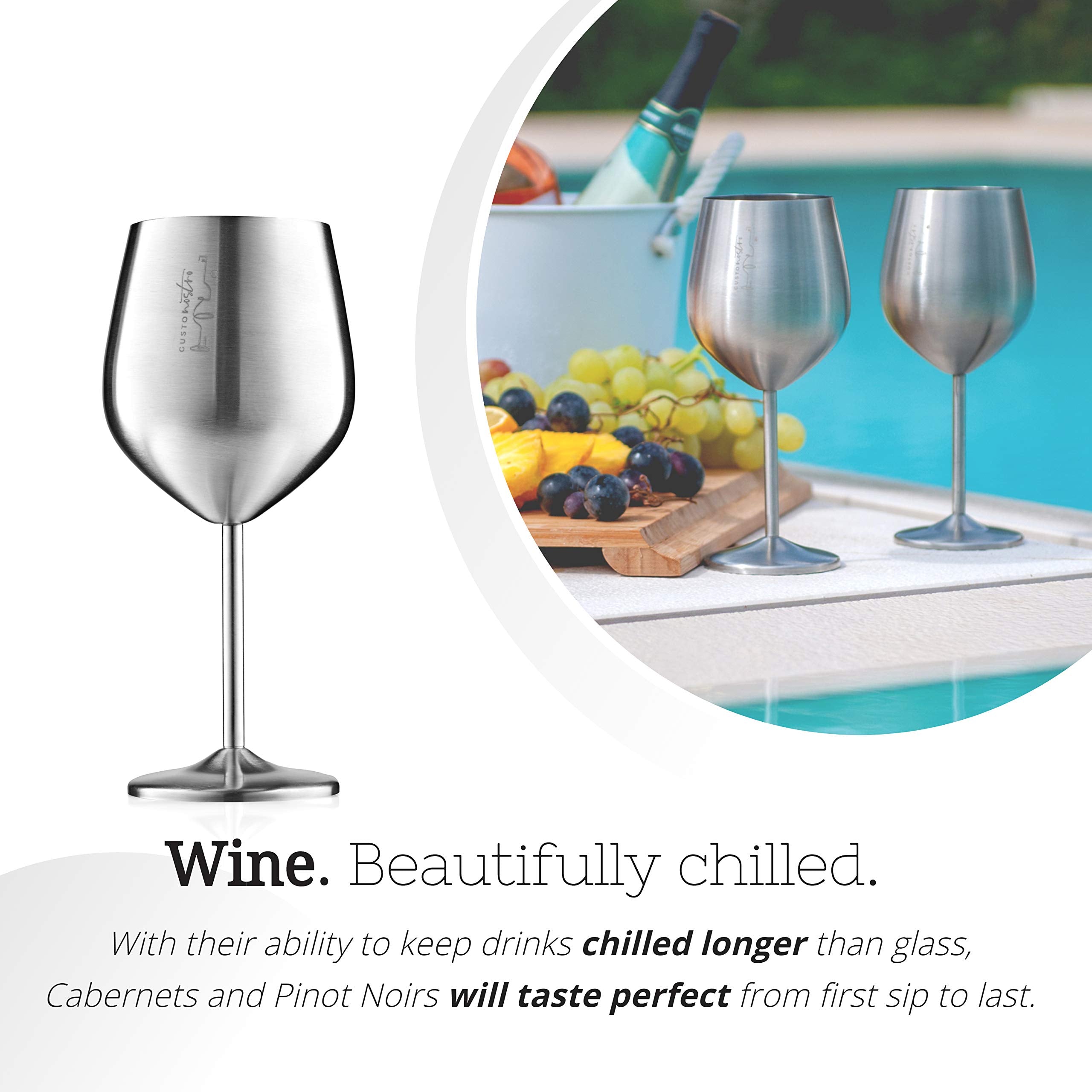 Gusto Nostro wide-base stability reduces tipping and condensation on surfaces.