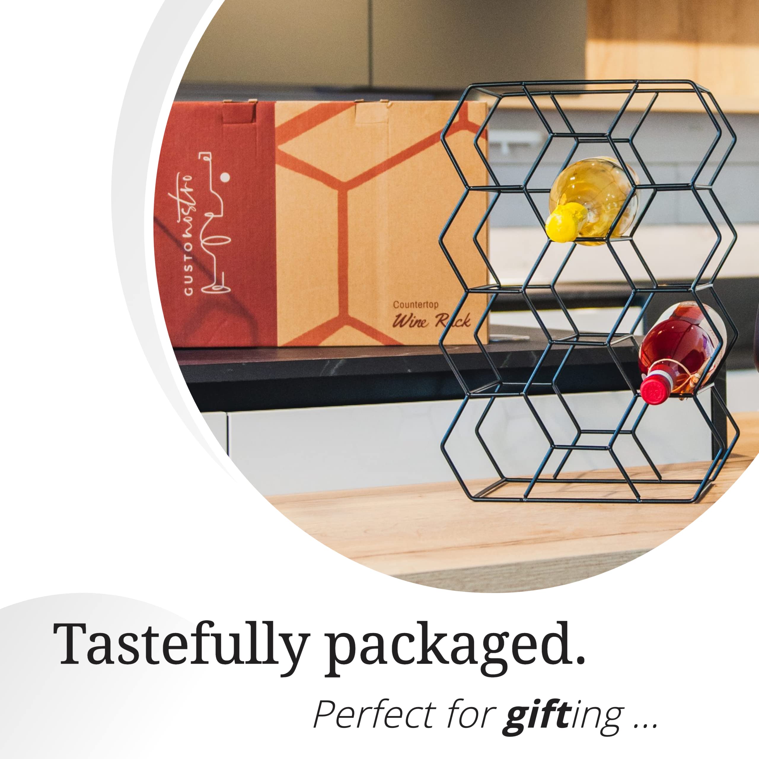 Gusto Nostro cabinet-storage placement neatly stores bottles in a pantry or cabinet.