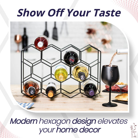 Gusto Nostro wine rack side view reveals the sleek 3-tier design for space saving.