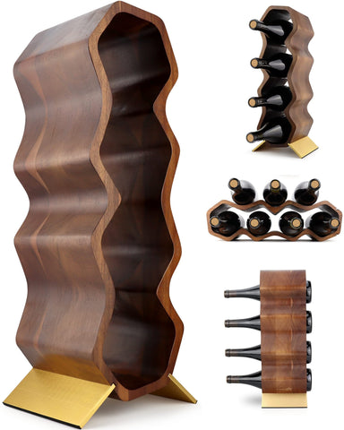 Gusto Nostro wood wine rack seven-bottle countertop display.