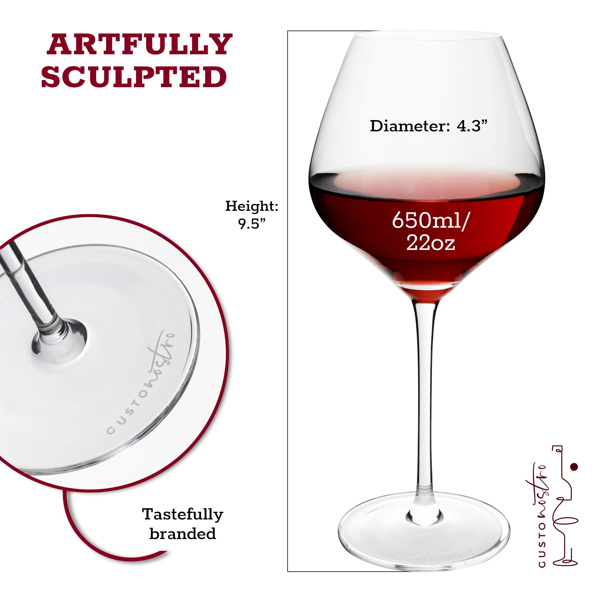 Gusto Nostro 22 oz capacity fits full-bodied wines generously.