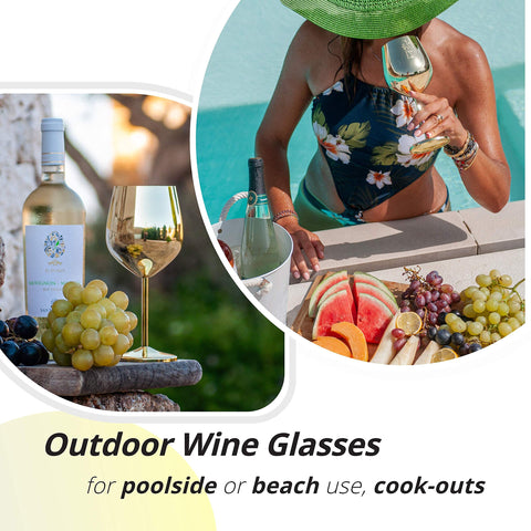 Gusto Nostro camping wine glass 18oz shatterproof for rugged adventures.