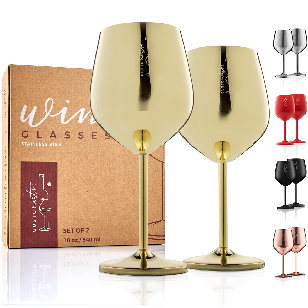 Gusto Nostro stainless steel wine glass 18oz poolside ready for outdoor use.