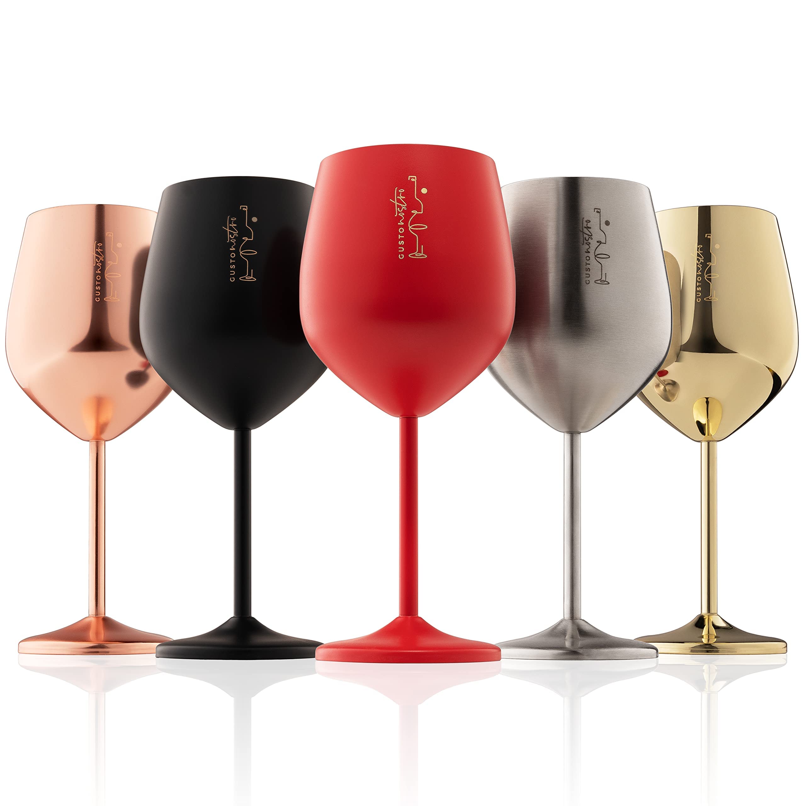 Gusto Nostro stainless steel wine glass gift-packaging perfect for wine lovers.